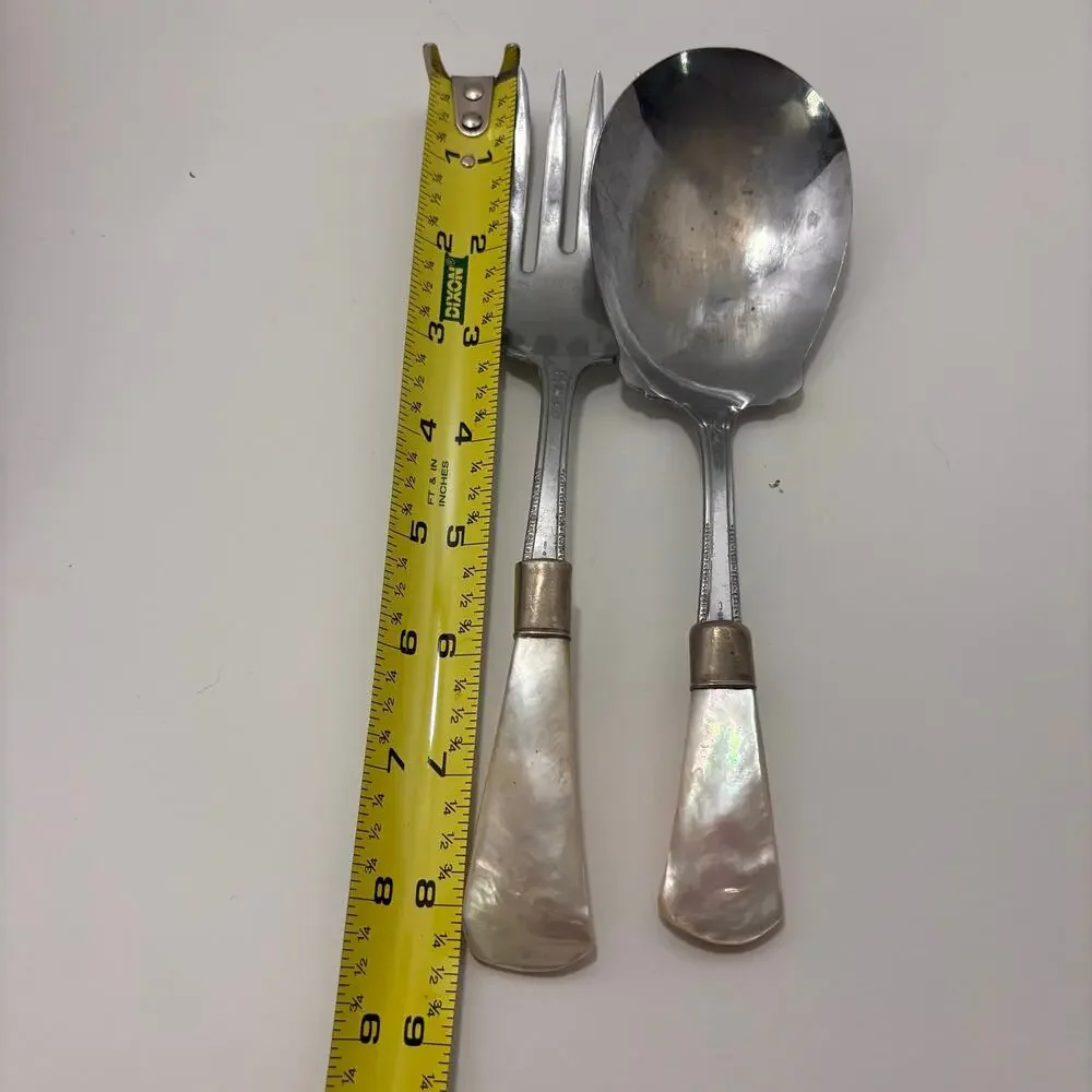 Antique Mother of Pearl Serving Set, Silver Plated EPNS B.S. Co. 2 pieces